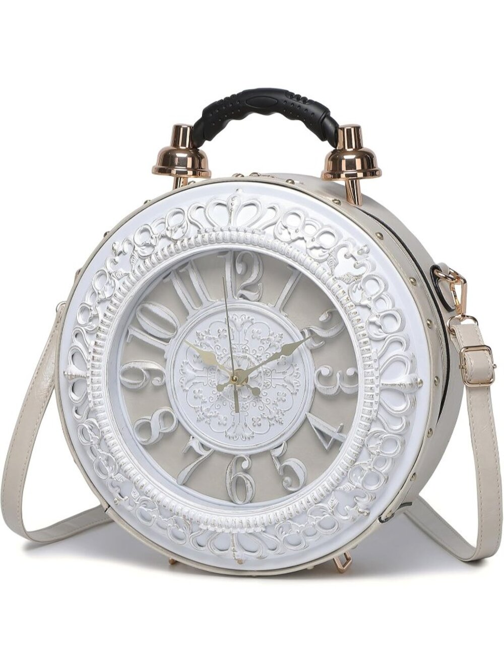 Women's Beige Novelty Clock Purse Steampunk Luxurious Surface Crossbody Bags